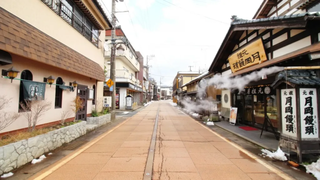 今日は温泉街へ。